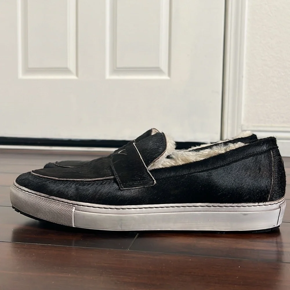 Ross & Matteo Genuine‎ Shearling Loafer Sneaker sz 12 Leather Calf Hair Outdoors